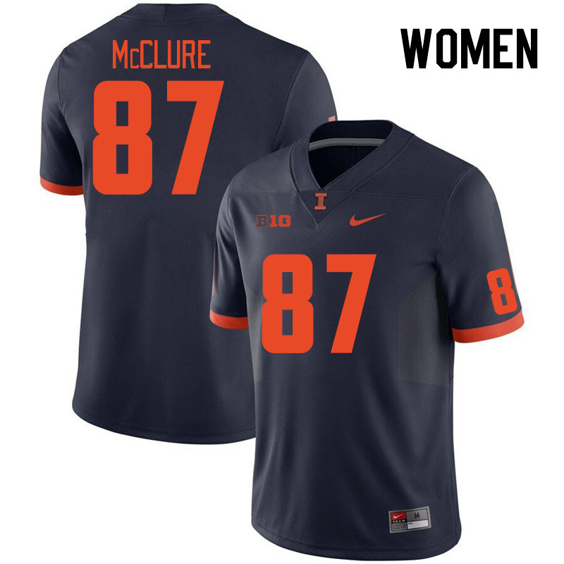 Women #87 Tyler McClure Illinois Fighting Illini College Football Jerseys Stitched Sale-Navy